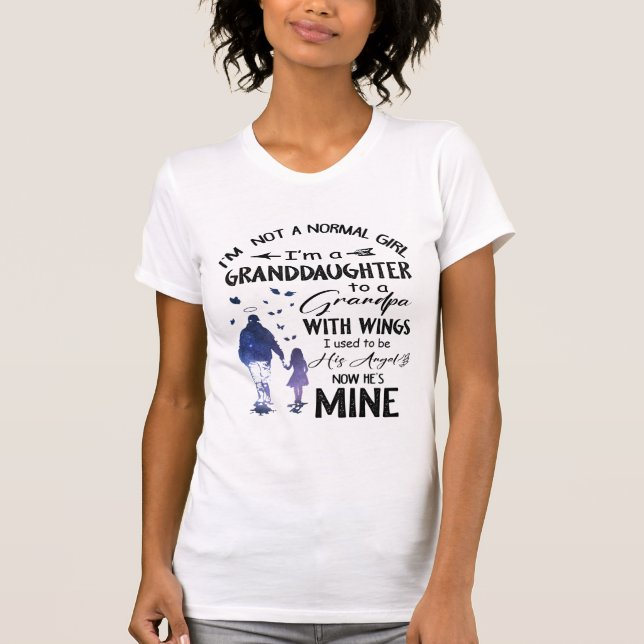 Camiseta Menina Normal Neta Avô Com Asas Anjo (Frente)