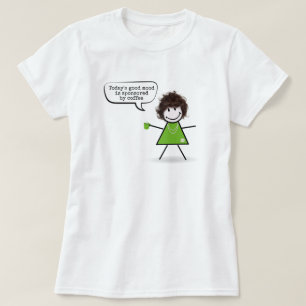 Camiseta Menina Palito com Caneca de Café Verde