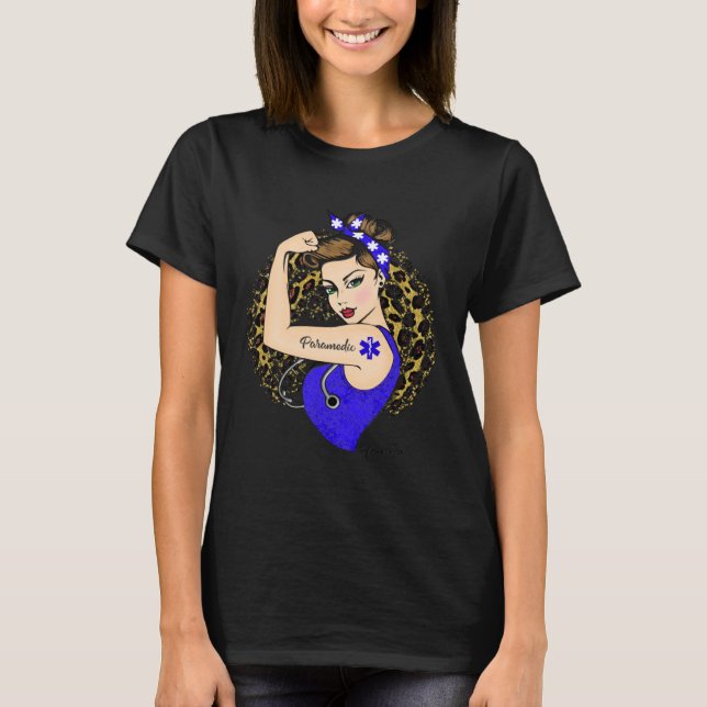 Camiseta Menina paramédica EMS Poder Moderna Rosie, o Ribei (Frente)