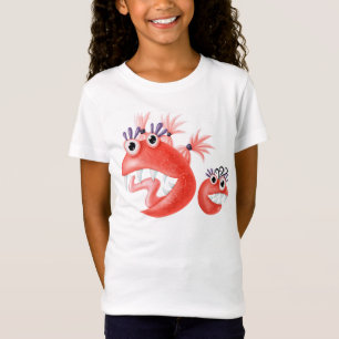 Camiseta Menina parva feliz das criaturas dos amigos