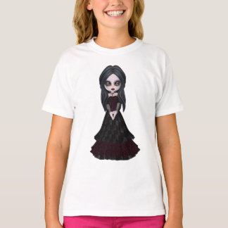Camiseta Menina pequena bonito & assustador do gótico