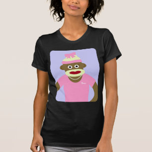 Camiseta Menina personalizada do macaco da peúga do nome o