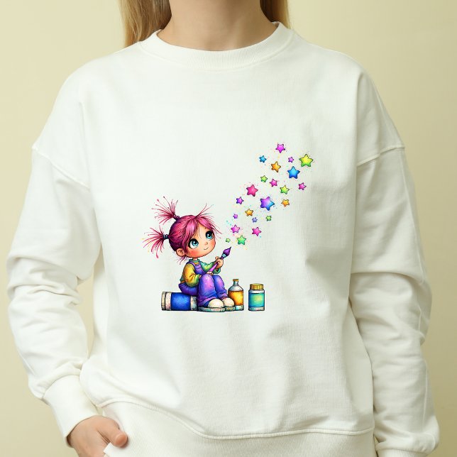 Camiseta Menina Pintora Estrela Arco-Íris Caprichosa (baloon)