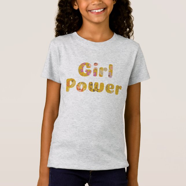 Camiseta Menina Power Cute Floral Typografia Feminista (Frente)