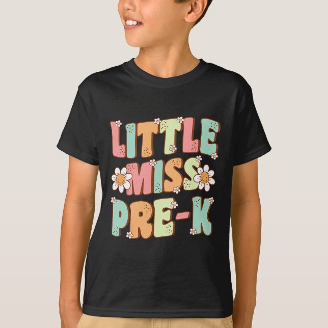 Camiseta Menina Pré-K Meninas De Volta À Escola Retro Daugh (Frente)