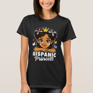 Camiseta Menina Princesa Hispânica Bandeira do Peru e Argen
