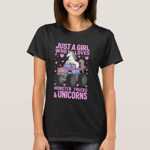 Camiseta Menina Que Ama Caminhões Monstros e Unicórnios