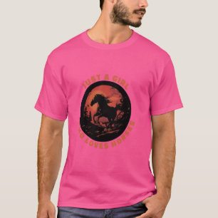 Camiseta Menina que ama Cavalos Engraçados Cavalo Único Cav