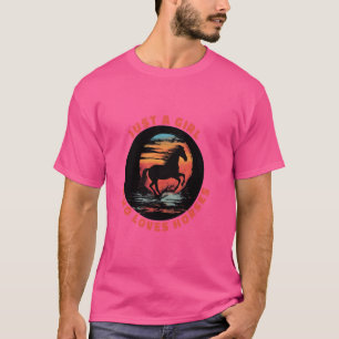 Camiseta Menina que ama Cavalos Engraçados Mão Equestre de 