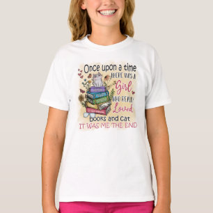Camiseta Menina que ama Livros e Gatos