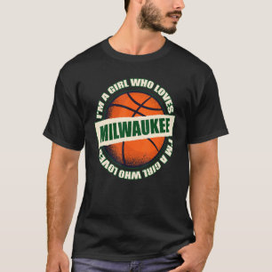 Camiseta Menina que ama Milwaukee Basball B Ball City Wi
