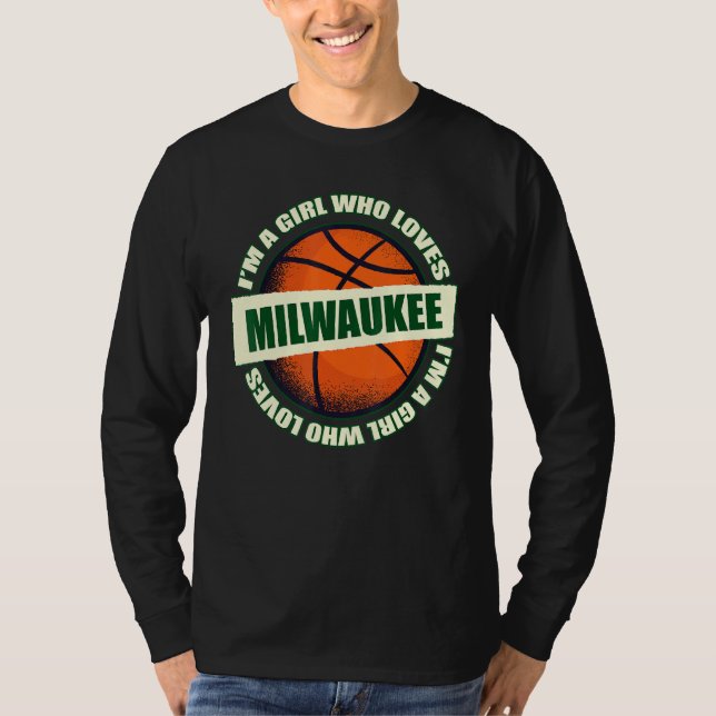 Camiseta Menina que ama Milwaukee Basball B Ball City Wi (Frente)
