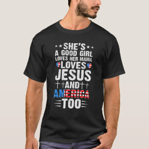 Camiseta Menina Que Ama Sua Mãe Jesus E América 4º De J