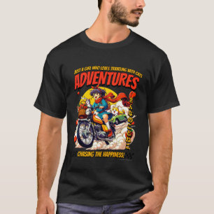 Camiseta Menina Que Ama Viajar com Gatos Aventuras