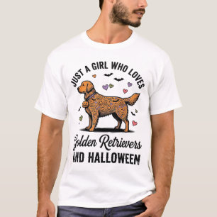 Camiseta Menina Retriever Dourado de Halloween Mãe de Cacho
