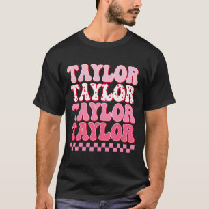 Camiseta Menina Retro Taylor Primeiro Nome Personalizado Gr