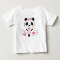 Camiseta Menina Rosa Panda Adorável