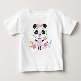 Camiseta Menina Rosa Panda Adorável