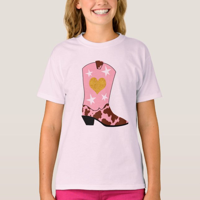 Camiseta Menina Rosa Rosa Moderna - Garota Ocidental (Frente)