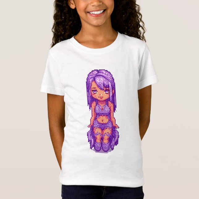Camiseta Menina roxa-branca (Frente)