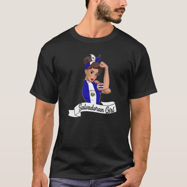 Camiseta Menina Salvadorenho Mãe Bandeira DNA El Salvador S (Frente)