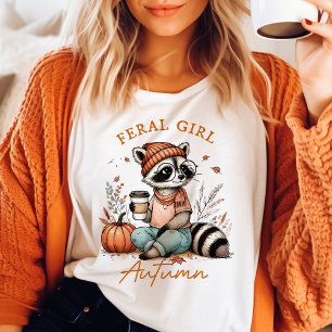 Camiseta Menina Selvagem Guaxinim Vintage Outono