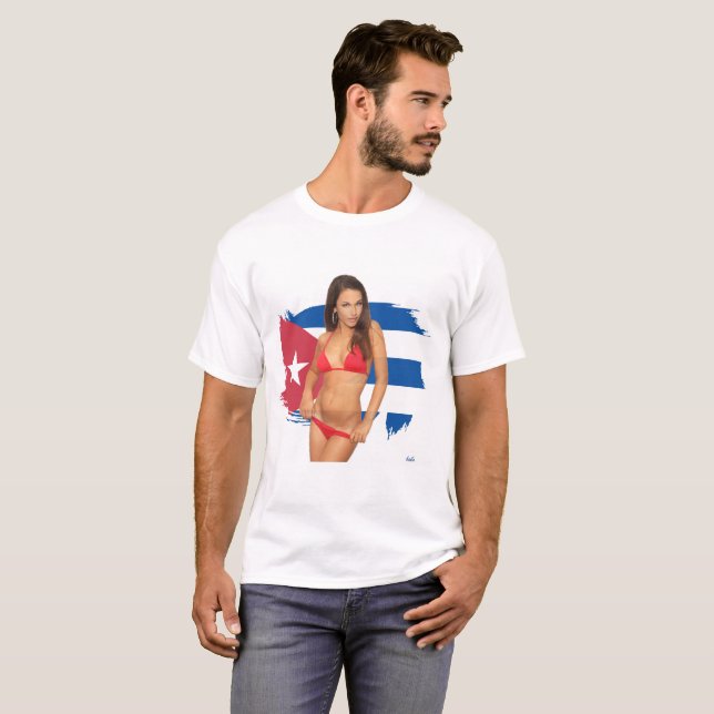 Camiseta Menina "sexy" do biquini do pino-acima no t-shirt (Frente Completa)