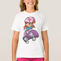 Menina Skatista Diversão Capacete Rosa Skate