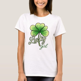 Camiseta Menina Sortuda Trevo Dia de São Patrício