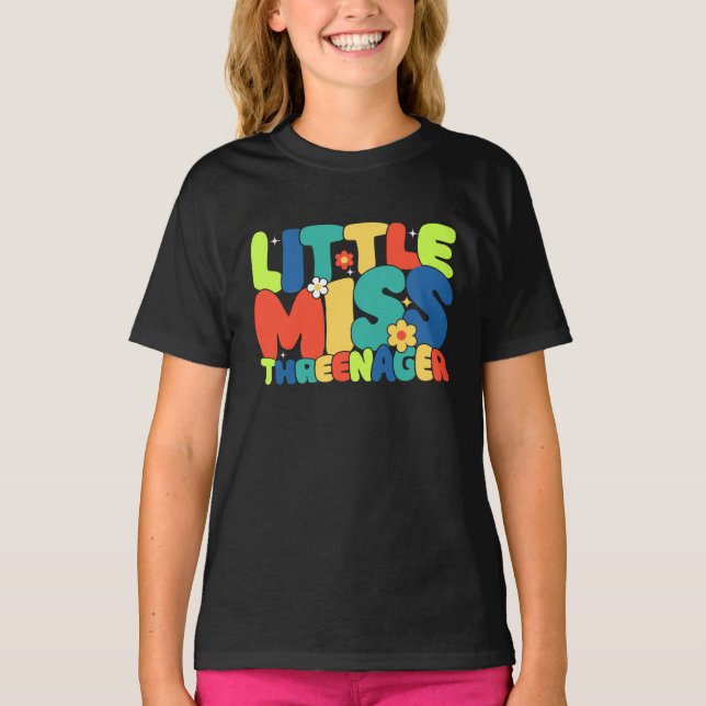 Camiseta Menina Threenager Birthday Girl virando 3 Sun (Frente)