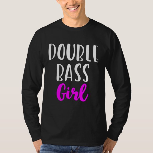 Camiseta Menina Tocadora de Contrabaixo Mulheres Fofo (Frente)