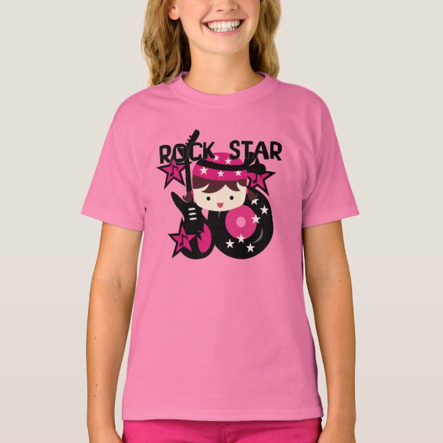 Camiseta Menina triguenha da estrela do rock (Frente)