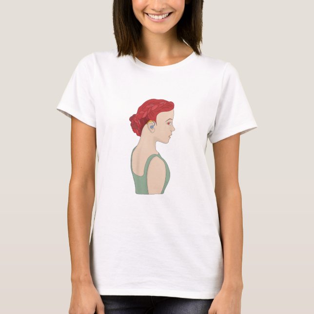 Camiseta Menina usando um aparelho auditivo (Frente)