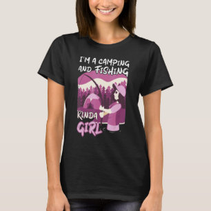 Camiseta Menina Vara de Pesca Fogueira Peixe Mulher Acampam