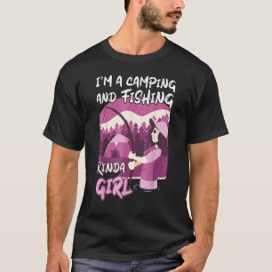 Camiseta Menina Vara de Pesca Fogueira Peixe Mulher Acampam
