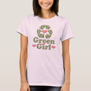 Camiseta Menina verde que recicl o t-shirt orgânico