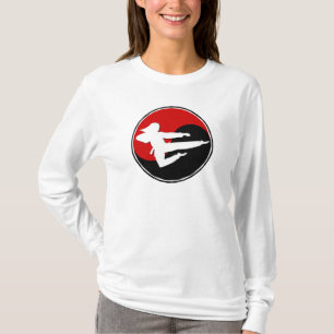 Camiseta MENINA vermelha 1 do karaté de Yin Yang