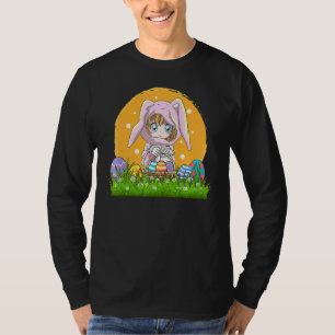 Camiseta Menina Vestida Como Coelhinho De Páscoa Em Coelhin