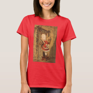 Camiseta Menina Vitoriana de Natal Antigo Pendurando uma Gu