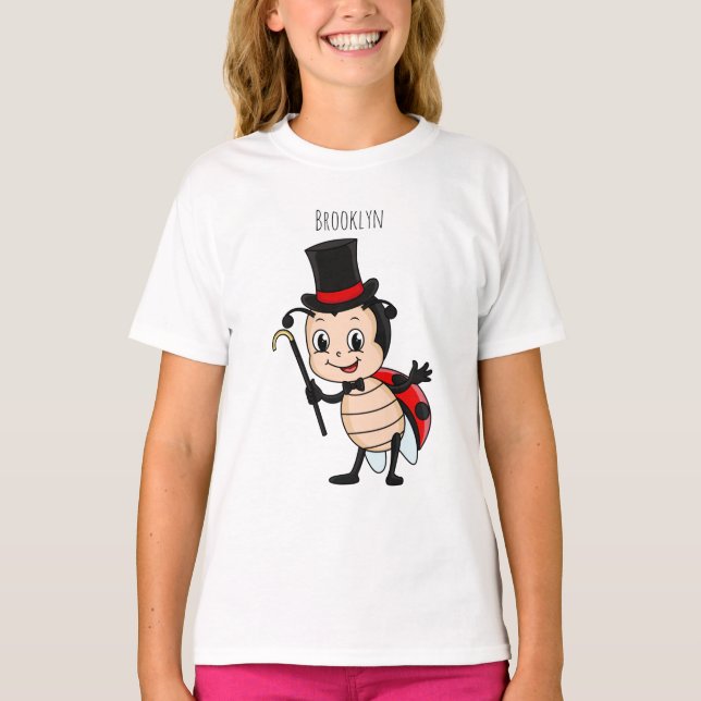Camiseta Meninada bonita com chapéu de cima e desenho de gr (Frente)