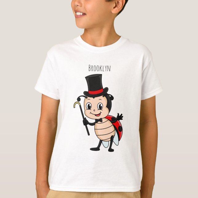 Camiseta Meninada bonita com chapéu de cima e desenho de gr (Frente)