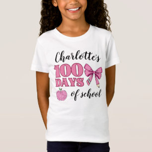 Camiseta Meninas 100 dias de Arco de Lápis Rosa nas Escolas