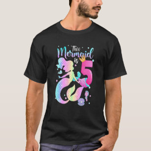 Camiseta Meninas 5 Aniversário Esta Sereia Tem 5 Anos