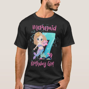 Camiseta Meninas 7 Aniversário Esta Sereia Tem 7 Anos