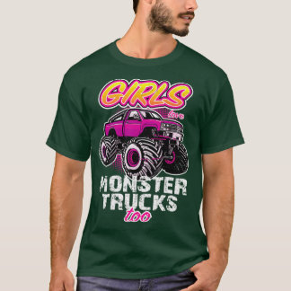 Camiseta Meninas Adoram Caminhões Monstros Para Retrair Pin