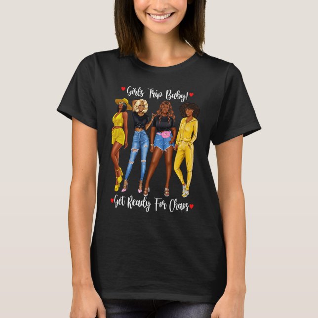 Camiseta Meninas Afro-Americanas Viajam de Roupa para Menin (Frente)