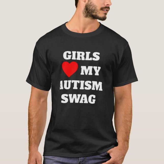 Camiseta Meninas amam meu autismo viril T-Shirt (Frente)