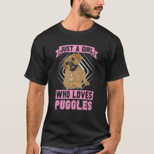 Camiseta Meninas Amantes de Puggle Mulheres Dona de Cachorr