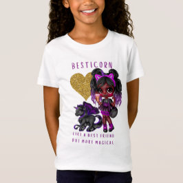 Camiseta Meninas Amigas Presentes Preto Unicórn Besticorn M