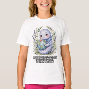 Camiseta Meninas-Bíblia KJV-João 3:17 Doce Minhoca Lavanda